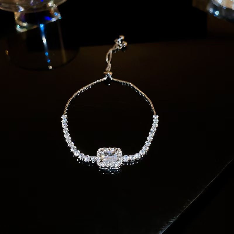 Bracelet réglable plaqué or 18K avec zircone multicolore ovale, élégant cadeau fin - IVOIRART.COM