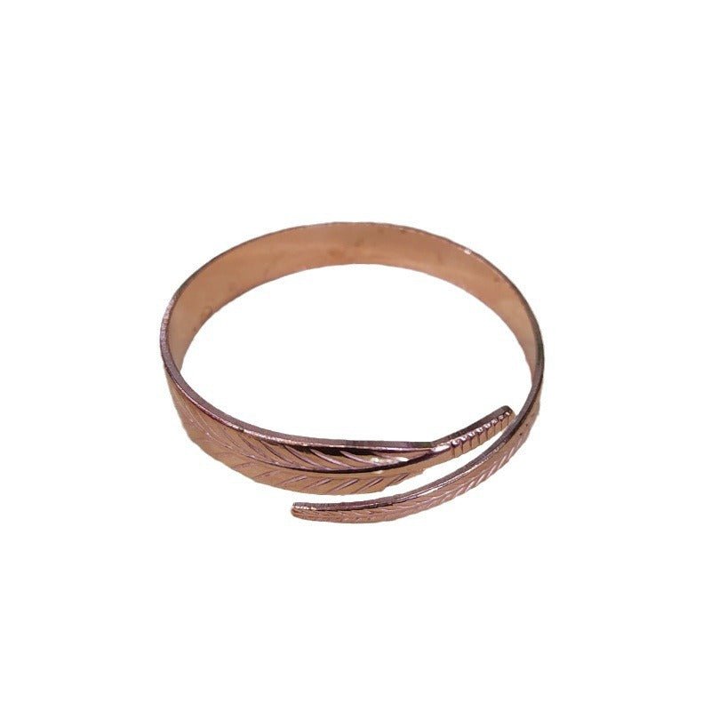 Bracelet Rétro en Cuivre avec Motif Feuille pour Style Vintage Élégant - IVOIRART.COM