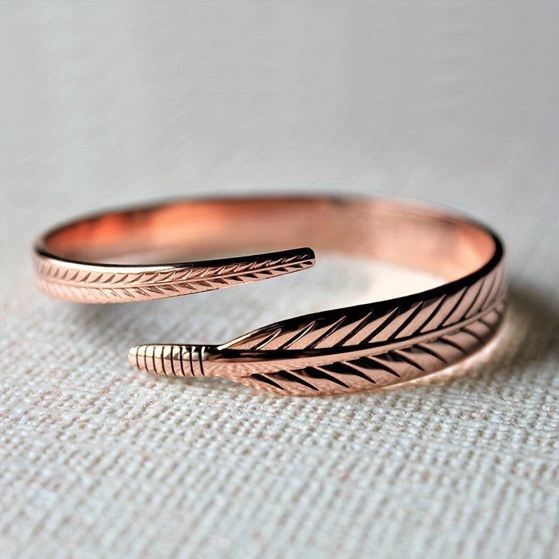 Bracelet Rétro en Cuivre avec Motif Feuille pour Style Vintage Élégant - IVOIRART.COM