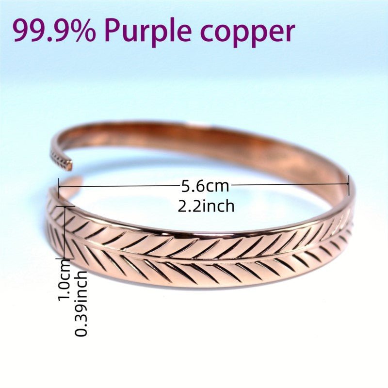 Bracelet Rétro en Cuivre avec Motif Feuille pour Style Vintage Élégant - IVOIRART.COM