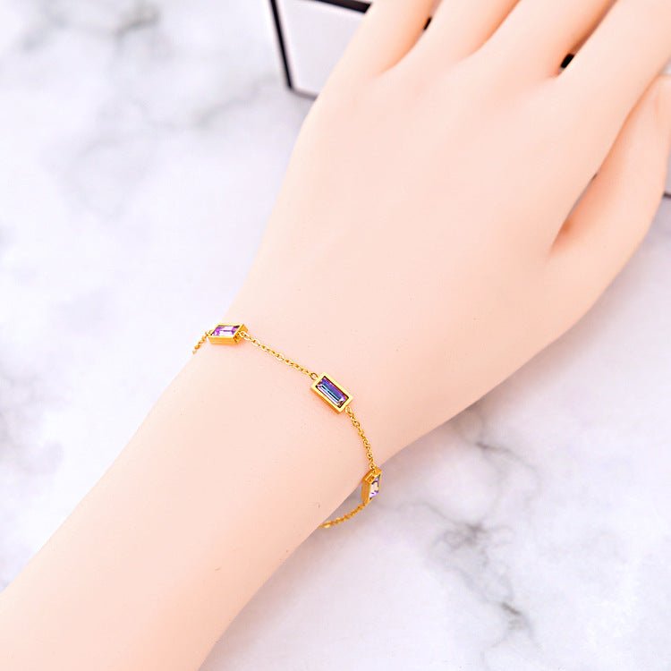 Bracelet simple couleur zircon strass cœur irrégulier goutte d'eau élégant - IVOIRART.COM