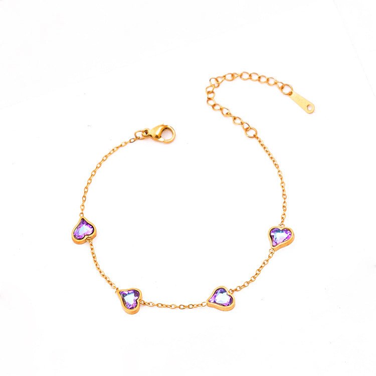 Bracelet simple couleur zircon strass cœur irrégulier goutte d'eau élégant - IVOIRART.COM