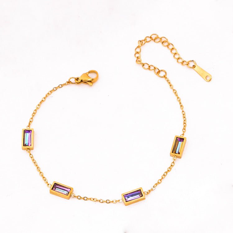 Bracelet simple couleur zircon strass cœur irrégulier goutte d'eau élégant - IVOIRART.COM