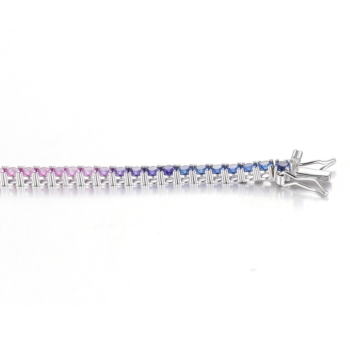 Bracelet Tennis 2mm S925 Argent Sterling Pierres Arc-en-Ciel Créées en Laboratoire Argent Platine - IVOIRART.COM