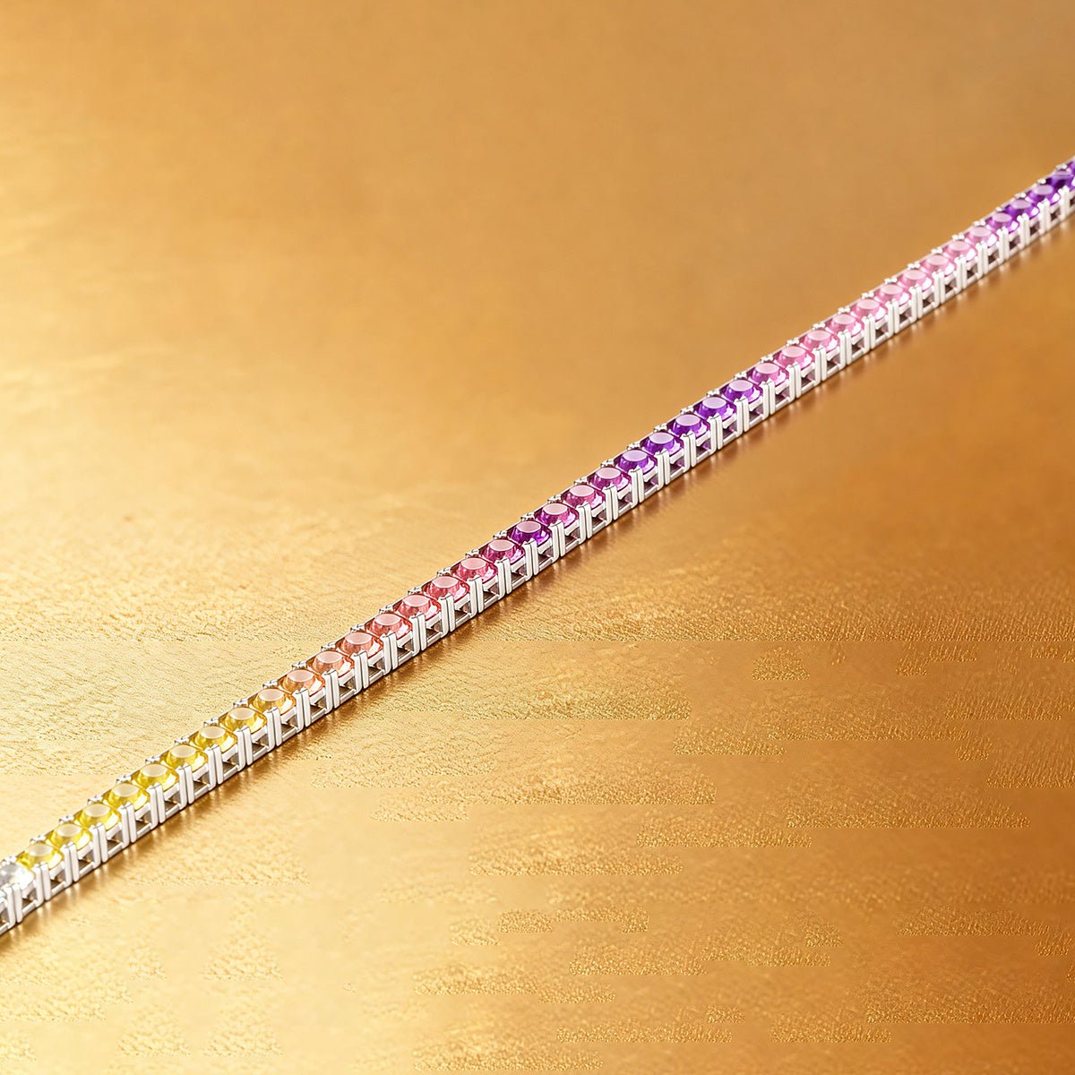 Bracelet Tennis 2mm S925 Argent Sterling Pierres Arc-en-Ciel Créées en Laboratoire Argent Platine - IVOIRART.COM