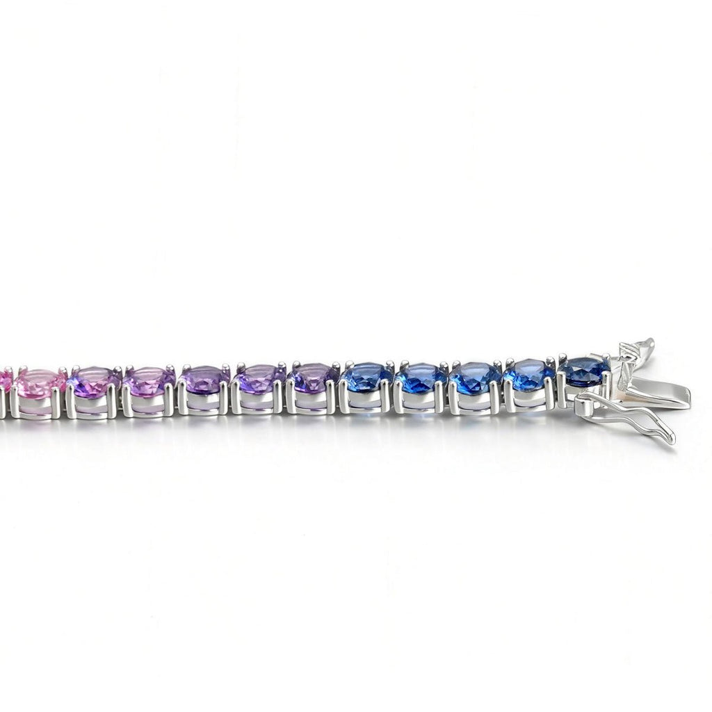 Bracelet Tennis Arc-en-Ciel 5mm en Argent Sterling S925 Plaqué Platine 7,5g avec Coffret Cadeau - IVOIRART.COM
