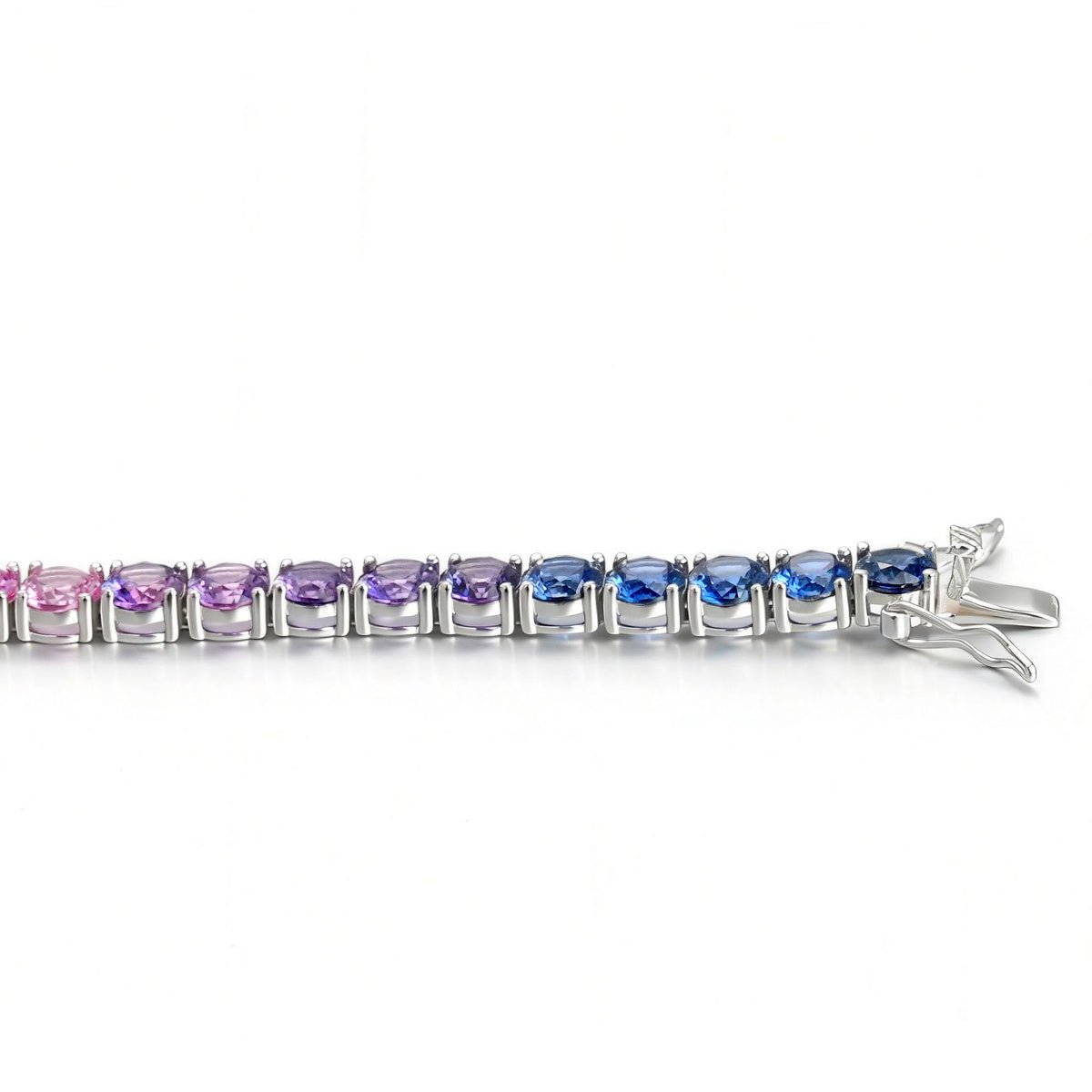 Bracelet Tennis Arc-en-Ciel 5mm en Argent Sterling S925 Plaqué Platine 7,5g avec Coffret Cadeau - IVOIRART.COM