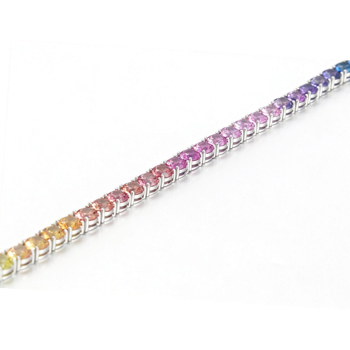 Bracelet Tennis Arc-en-Ciel 5mm en Argent Sterling S925 Plaqué Platine 7,5g avec Coffret Cadeau - IVOIRART.COM