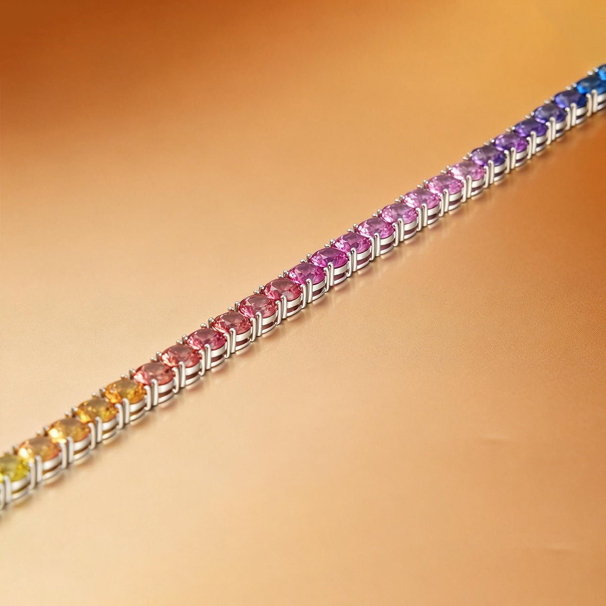 Bracelet Tennis Arc-en-Ciel 5mm en Argent Sterling S925 Plaqué Platine 7,5g avec Coffret Cadeau - IVOIRART.COM