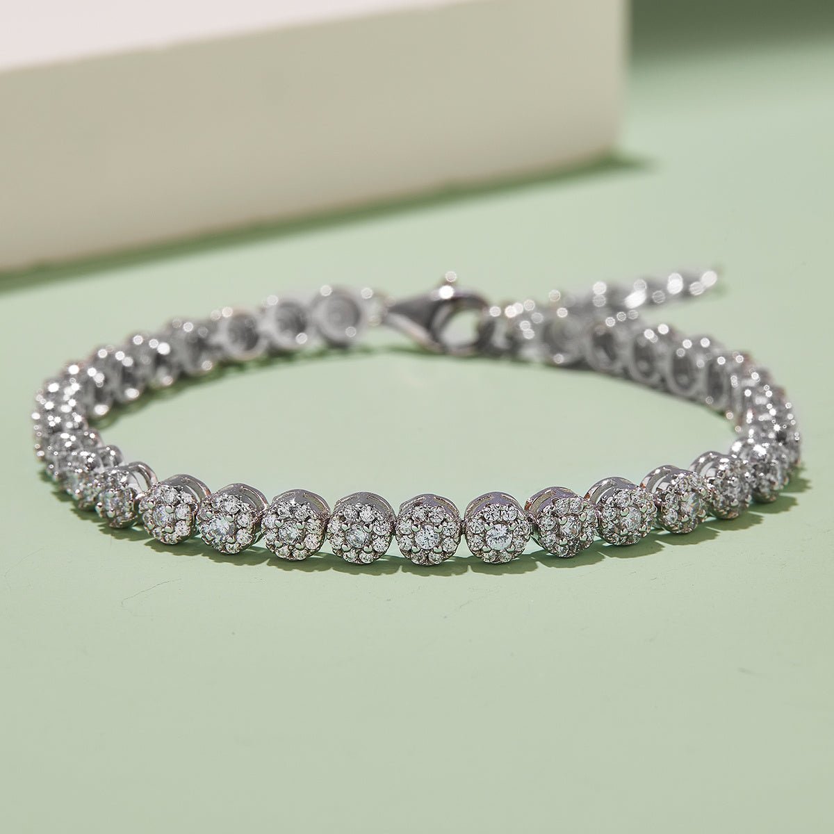 Bracelet Tennis Cluster Moissanite 2mm Argent Sterling S925 18cm 288pcs D VVS1 - IVOIRART.COM
