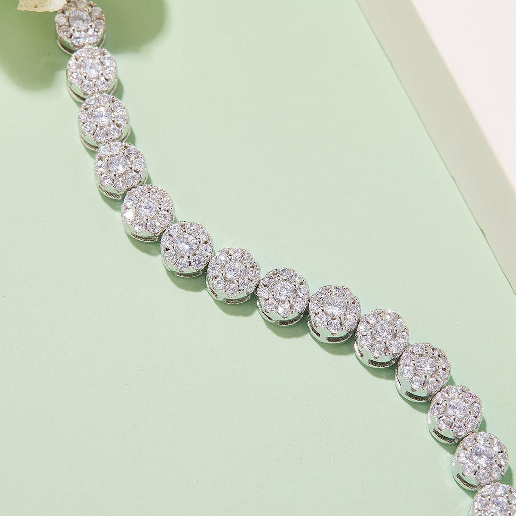 Bracelet Tennis Cluster Moissanite 2mm Argent Sterling S925 18cm 288pcs D VVS1 - IVOIRART.COM