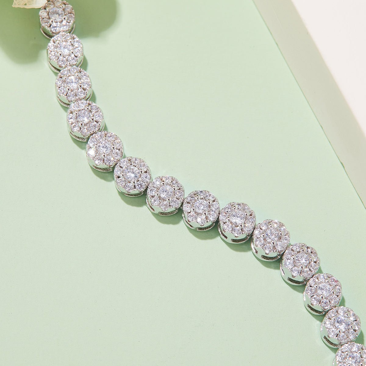 Bracelet Tennis Cluster Moissanite 2mm Argent Sterling S925 18cm 288pcs D VVS1 - IVOIRART.COM