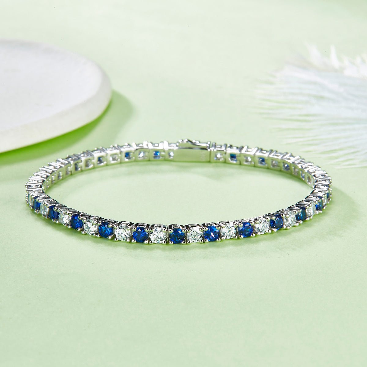 Bracelet Tennis en Argent S925 3x3mm Pierres Synthétiques Rouge Bleu Vert 16,5cm - IVOIRART.COM