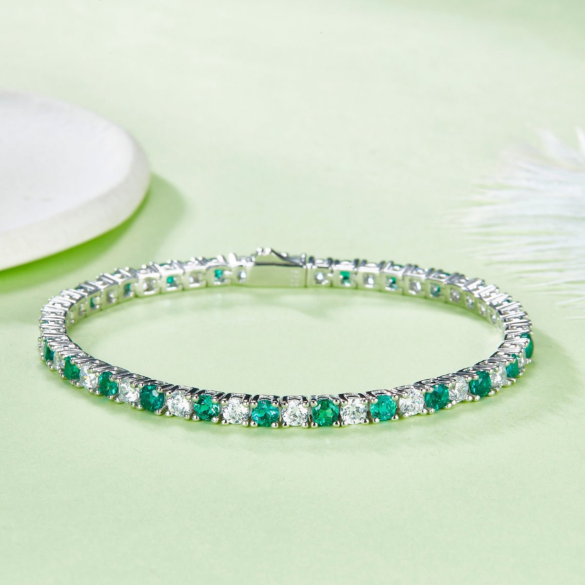 Bracelet Tennis en Argent S925 3x3mm Pierres Synthétiques Rouge Bleu Vert 16,5cm - IVOIRART.COM