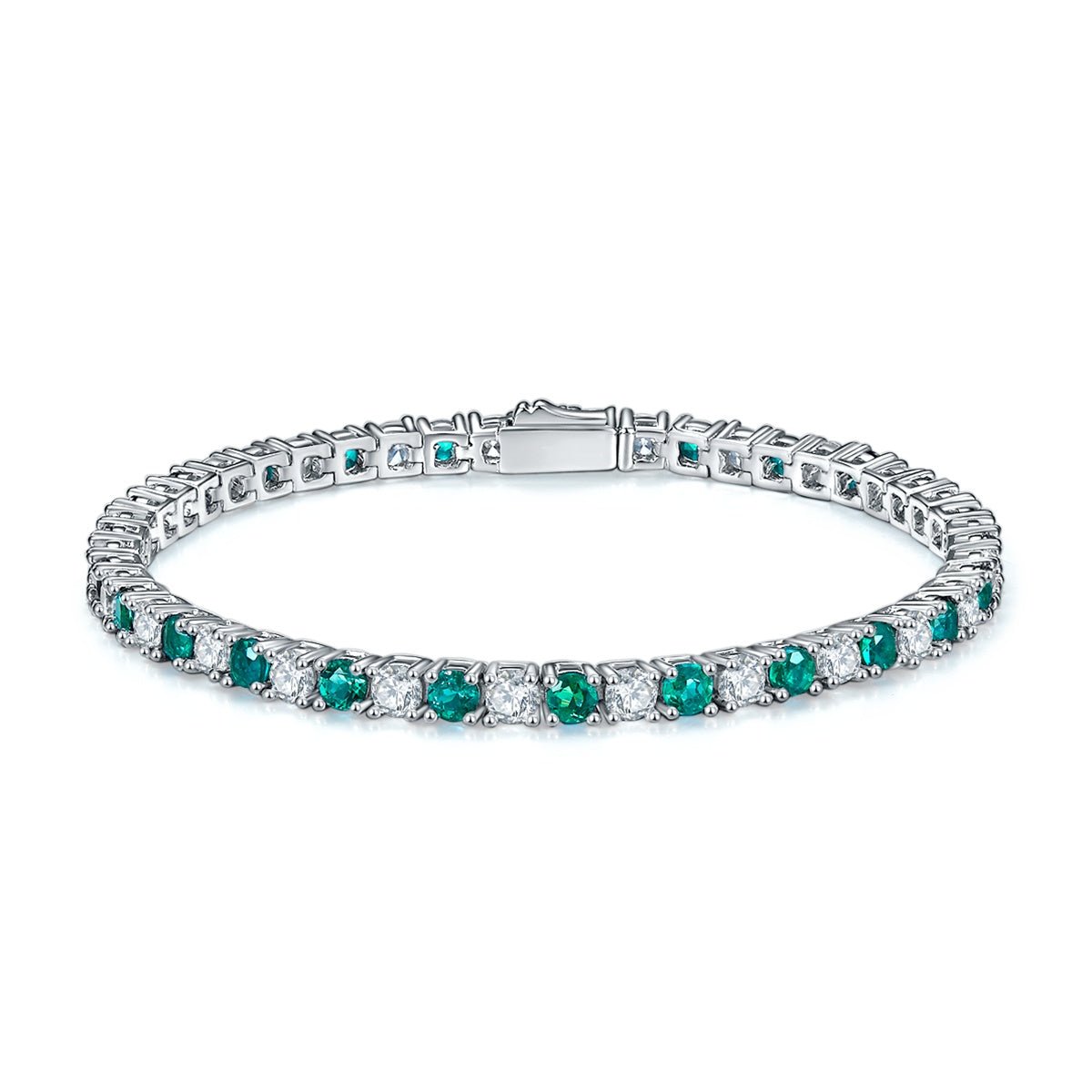 Bracelet Tennis en Argent S925 3x3mm Pierres Synthétiques Rouge Bleu Vert 16,5cm - IVOIRART.COM