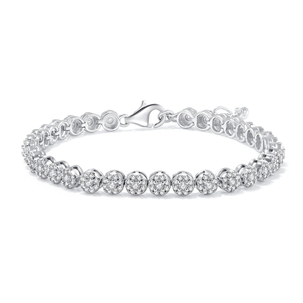 Bracelet Tennis en Argent Sterling S925 297 Moissanites D VVS1 18cm Platine - IVOIRART.COM