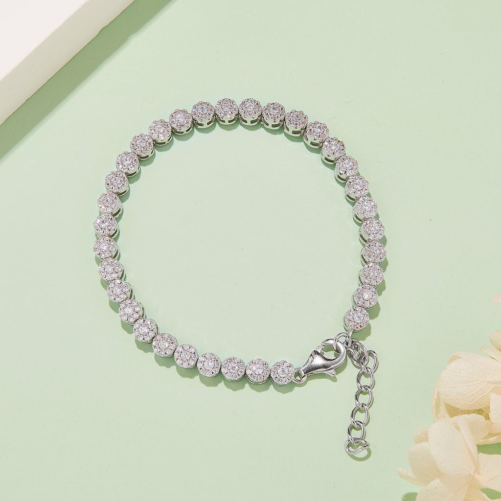 Bracelet Tennis en Argent Sterling S925 297 Moissanites D VVS1 18cm Platine - IVOIRART.COM