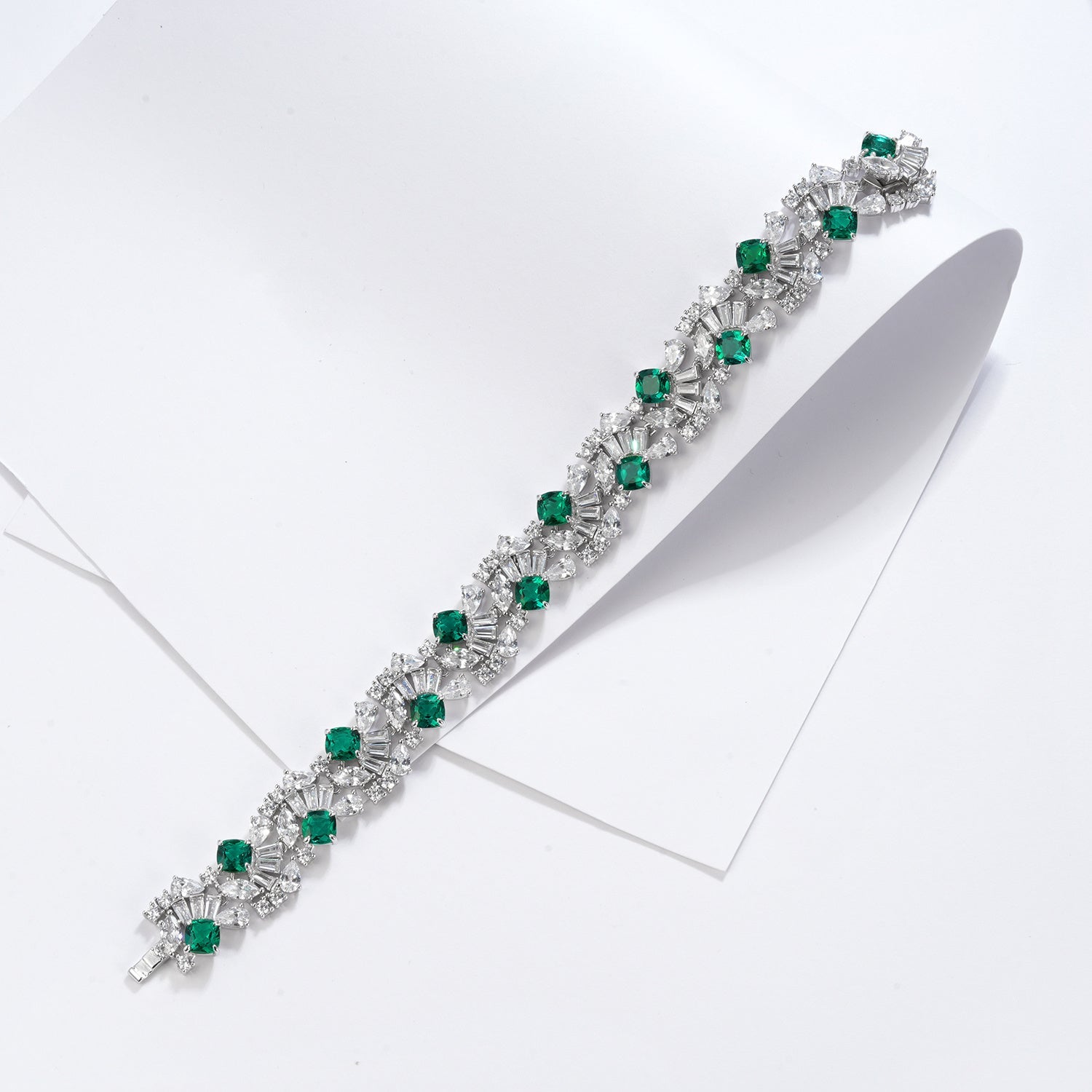 Bracelet Tennis en Argent Sterling S925 avec Émeraude, Rubis et Saphir lab. 16,5cm - IVOIRART.COM