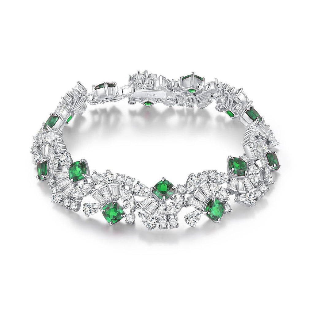 Bracelet Tennis en Argent Sterling S925 avec Émeraude, Rubis et Saphir lab. 16,5cm - IVOIRART.COM