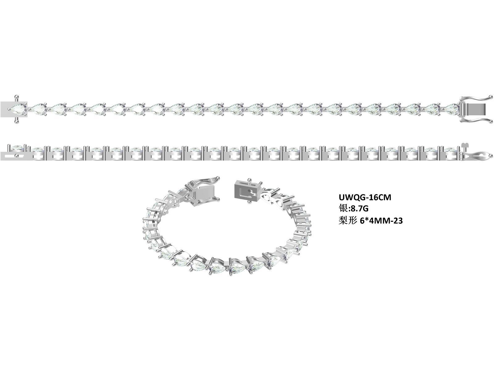 Bracelet Tennis en Argent Sterling S925 avec Moissanite Poire 6x4mm D VVS1 16-18-20cm Platine Certifié GRA Coffret Cadeau - IVOIRART.COM