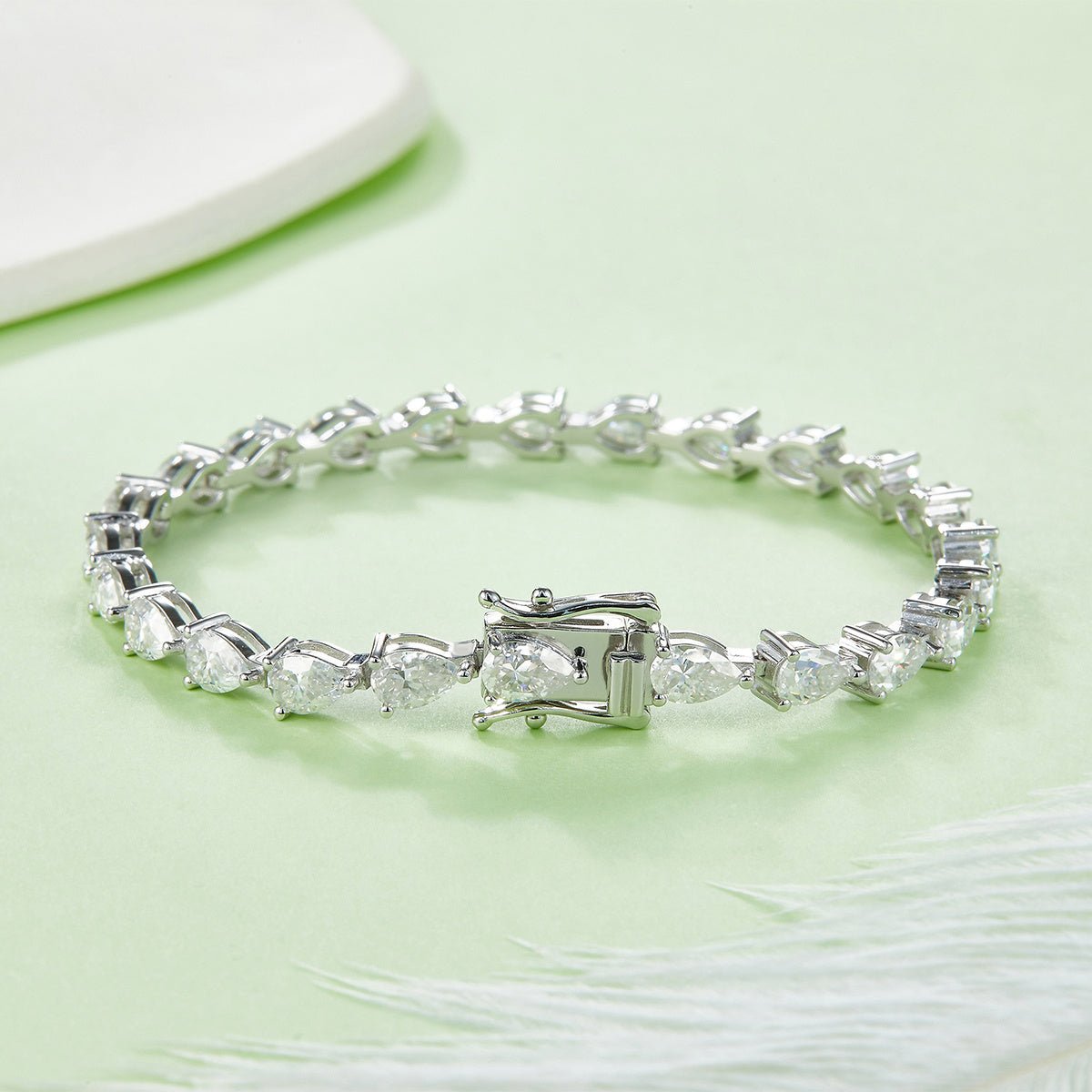Bracelet Tennis en Argent Sterling S925 avec Moissanite Poire 6x4mm D VVS1 16-18-20cm Platine Certifié GRA Coffret Cadeau - IVOIRART.COM