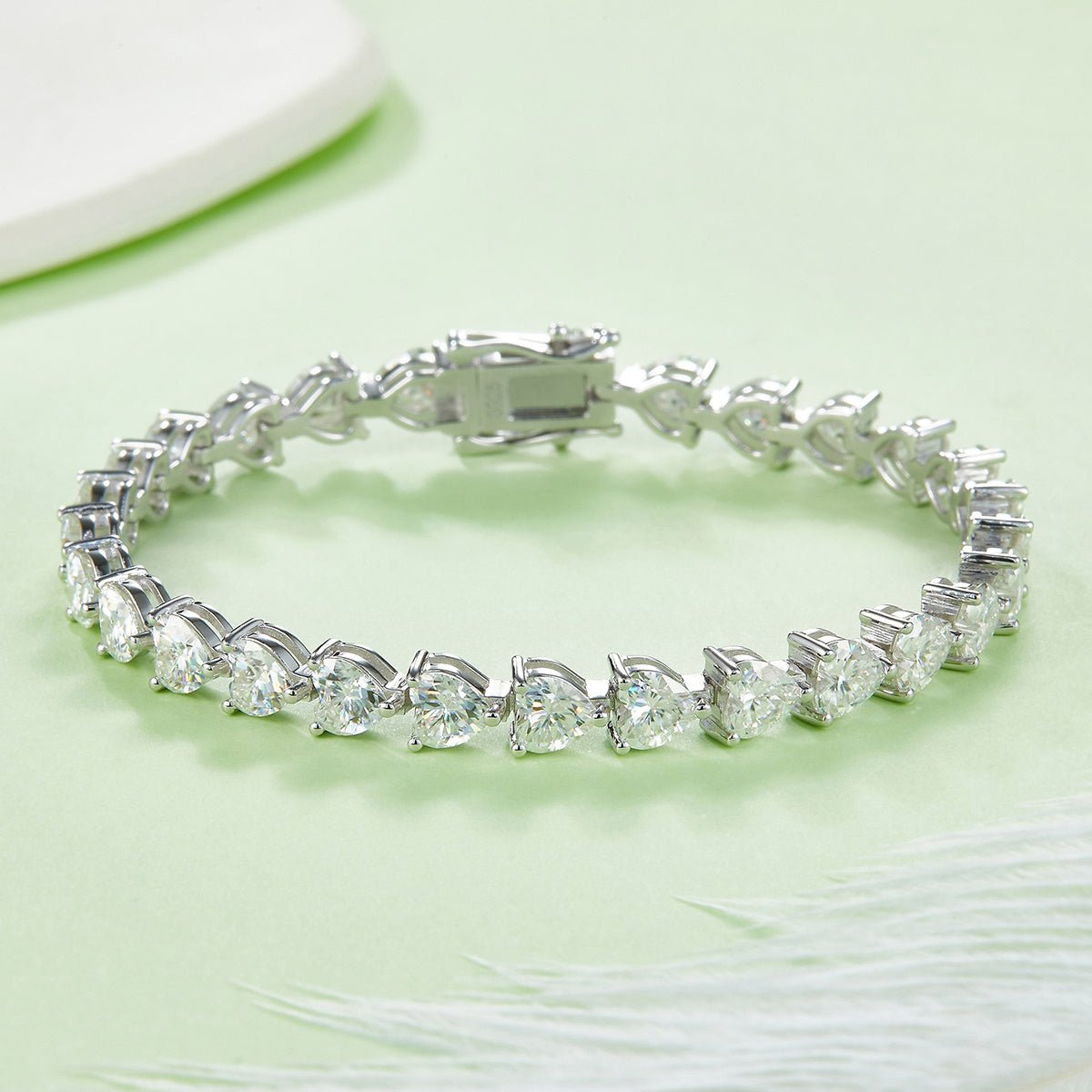 Bracelet Tennis en Argent Sterling S925, Moissanite Coupé en Cœur 5x5mm, D Couleur VVS1, Plaqué Platine, Certifié GRA, Boîte Cadeau, 16-18-20cm - IVOIRART.COM