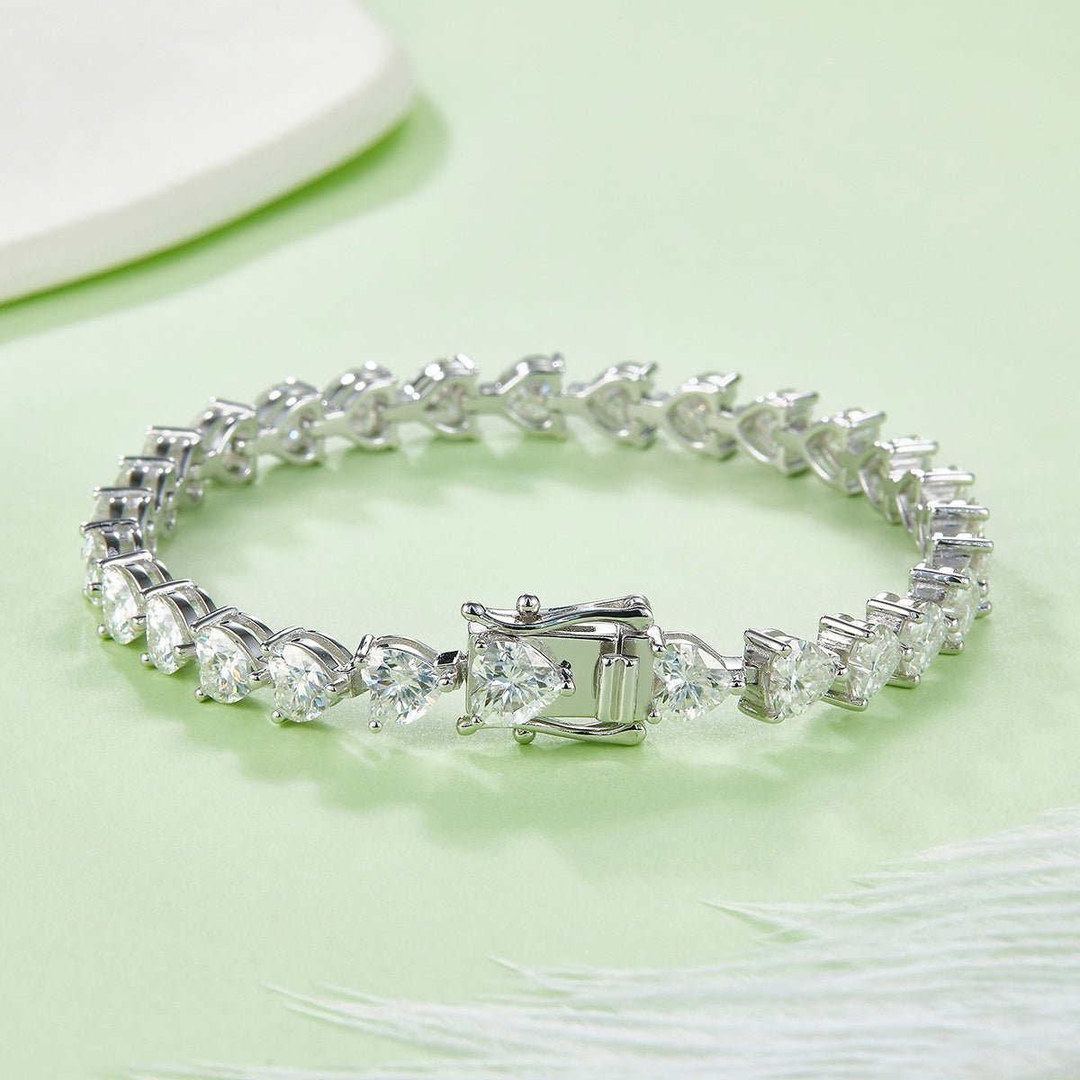 Bracelet Tennis en Argent Sterling S925, Moissanite Coupé en Cœur 5x5mm, D Couleur VVS1, Plaqué Platine, Certifié GRA, Boîte Cadeau, 16-18-20cm - IVOIRART.COM