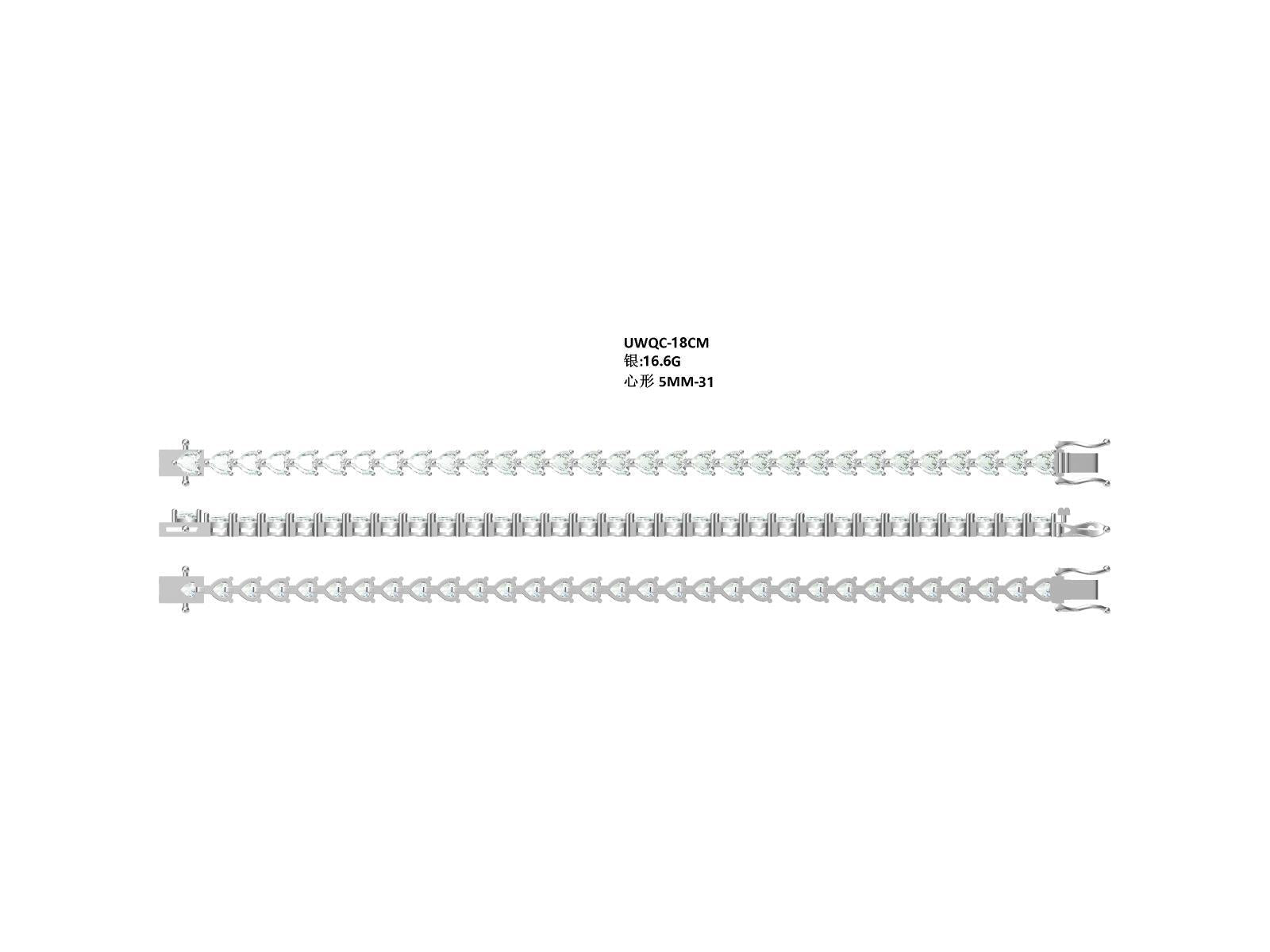 Bracelet Tennis en Argent Sterling S925, Moissanite Coupé en Cœur 5x5mm, D Couleur VVS1, Plaqué Platine, Certifié GRA, Boîte Cadeau, 16-18-20cm - IVOIRART.COM