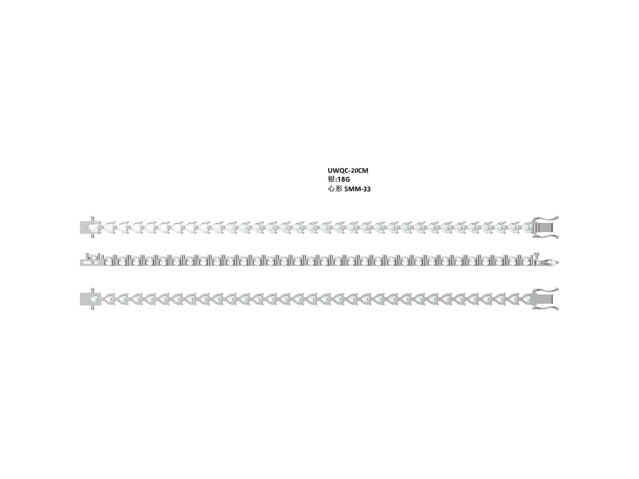 Bracelet Tennis en Argent Sterling S925, Moissanite Coupé en Cœur 5x5mm, D Couleur VVS1, Plaqué Platine, Certifié GRA, Boîte Cadeau, 16-18-20cm - IVOIRART.COM