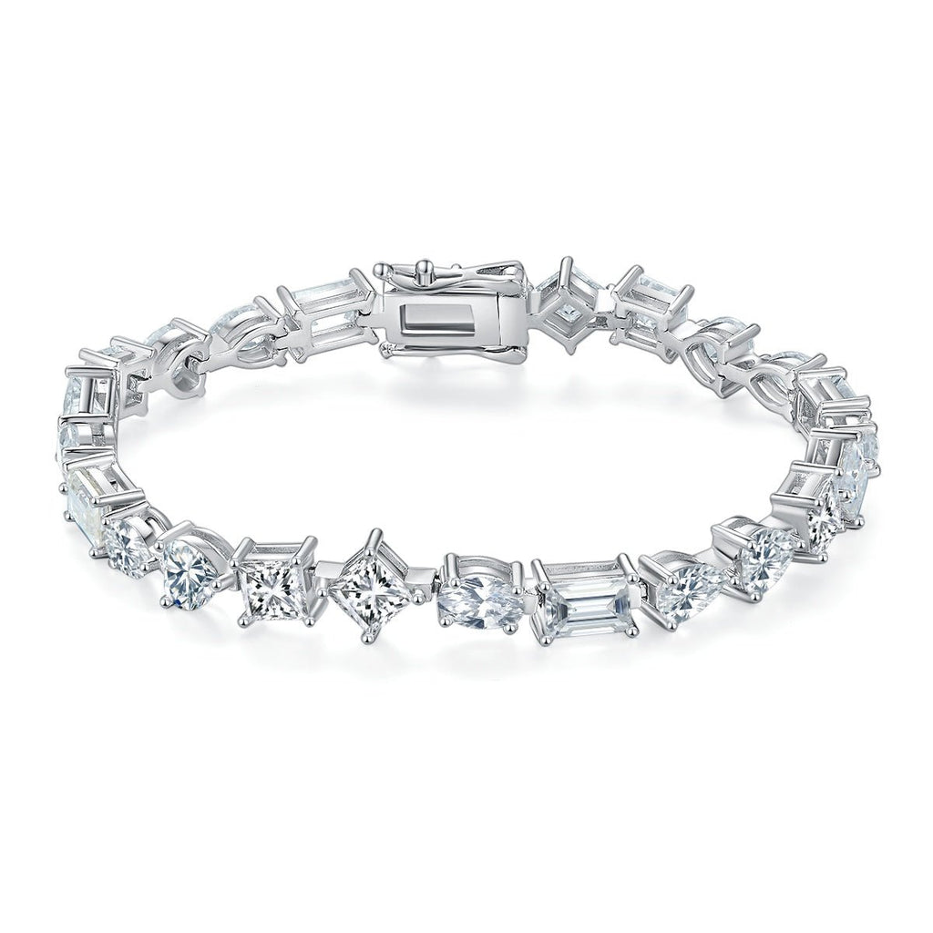 Bracelet Tennis en Argent Sterling S925 Moissanite Tailles Mixtes D VVS1 Certifié GRA 16-18-20cm Plaqué Platine Coffret Cadeau - IVOIRART.COM