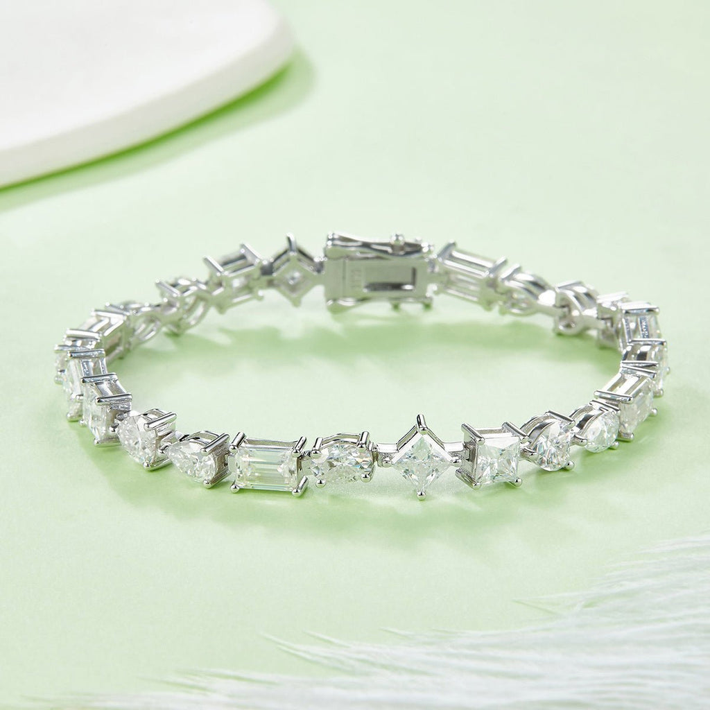 Bracelet Tennis en Argent Sterling S925 Moissanite Tailles Mixtes D VVS1 Certifié GRA 16-18-20cm Plaqué Platine Coffret Cadeau - IVOIRART.COM