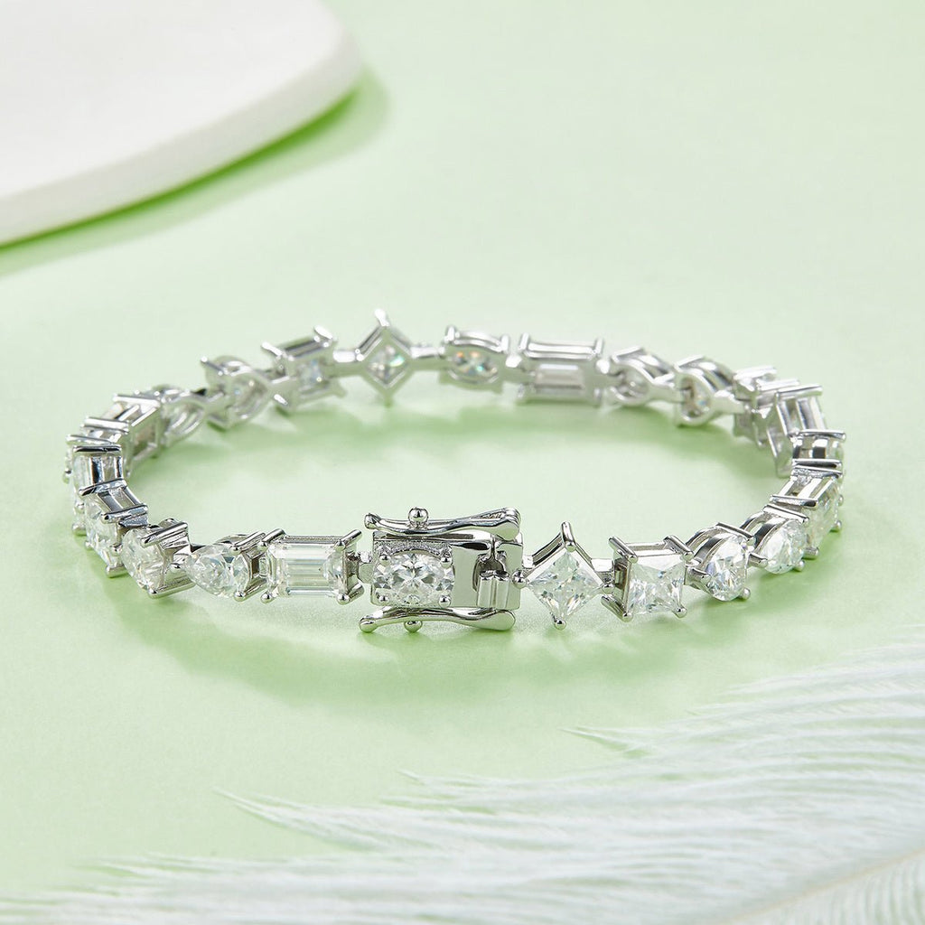 Bracelet Tennis en Argent Sterling S925 Moissanite Tailles Mixtes D VVS1 Certifié GRA 16-18-20cm Plaqué Platine Coffret Cadeau - IVOIRART.COM