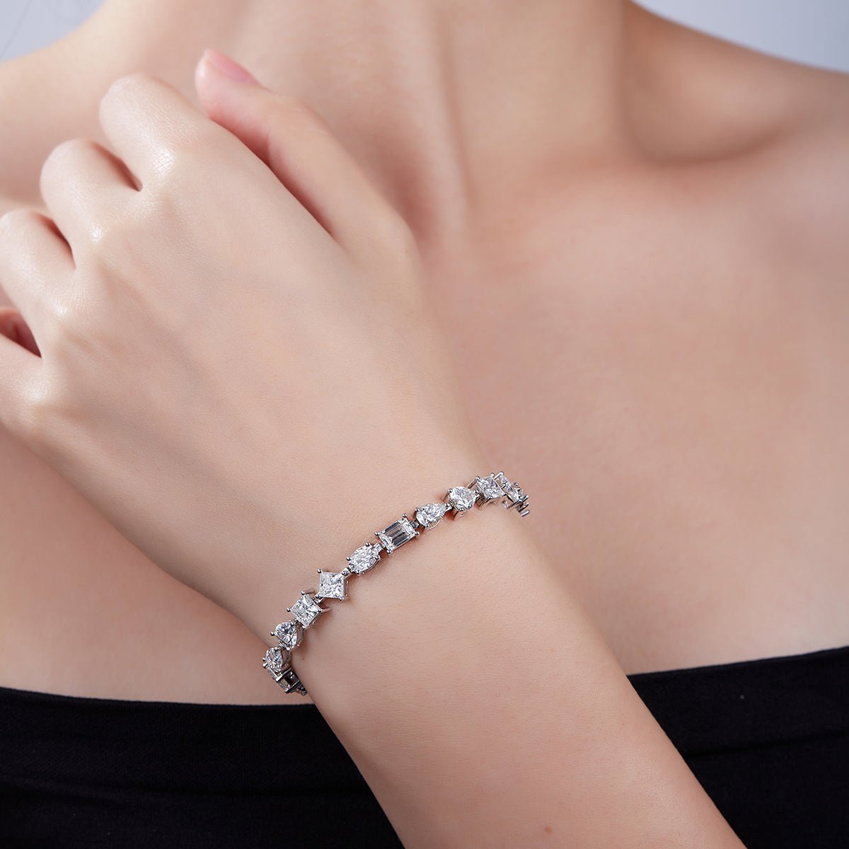Bracelet Tennis en Argent Sterling S925 Moissanite Tailles Mixtes D VVS1 Certifié GRA 16-18-20cm Plaqué Platine Coffret Cadeau - IVOIRART.COM