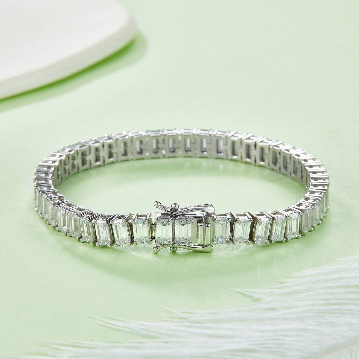 Bracelet Tennis Moissanite 5x3mm Taille Baguette Argent 925 Platine 16-18-20cm - IVOIRART.COM
