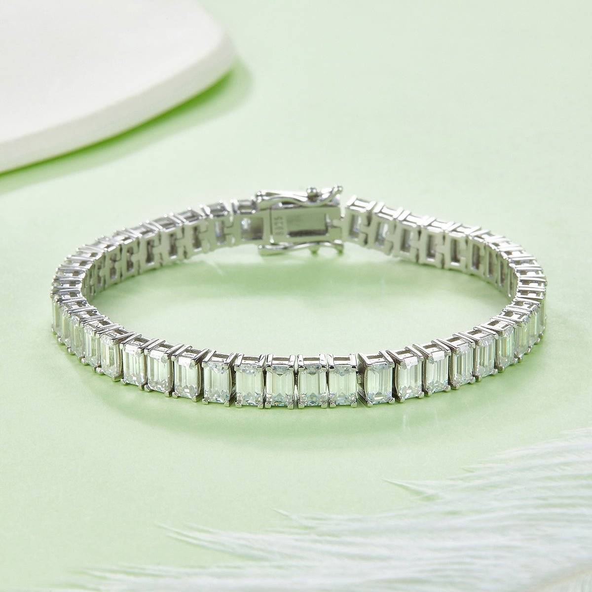 Bracelet Tennis Moissanite 5x3mm Taille Baguette Argent 925 Platine 16-18-20cm - IVOIRART.COM