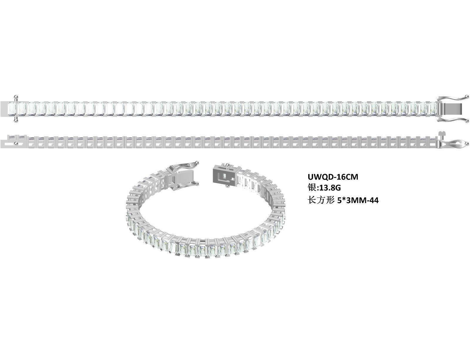 Bracelet Tennis Moissanite 5x3mm Taille Baguette Argent 925 Platine 16-18-20cm - IVOIRART.COM