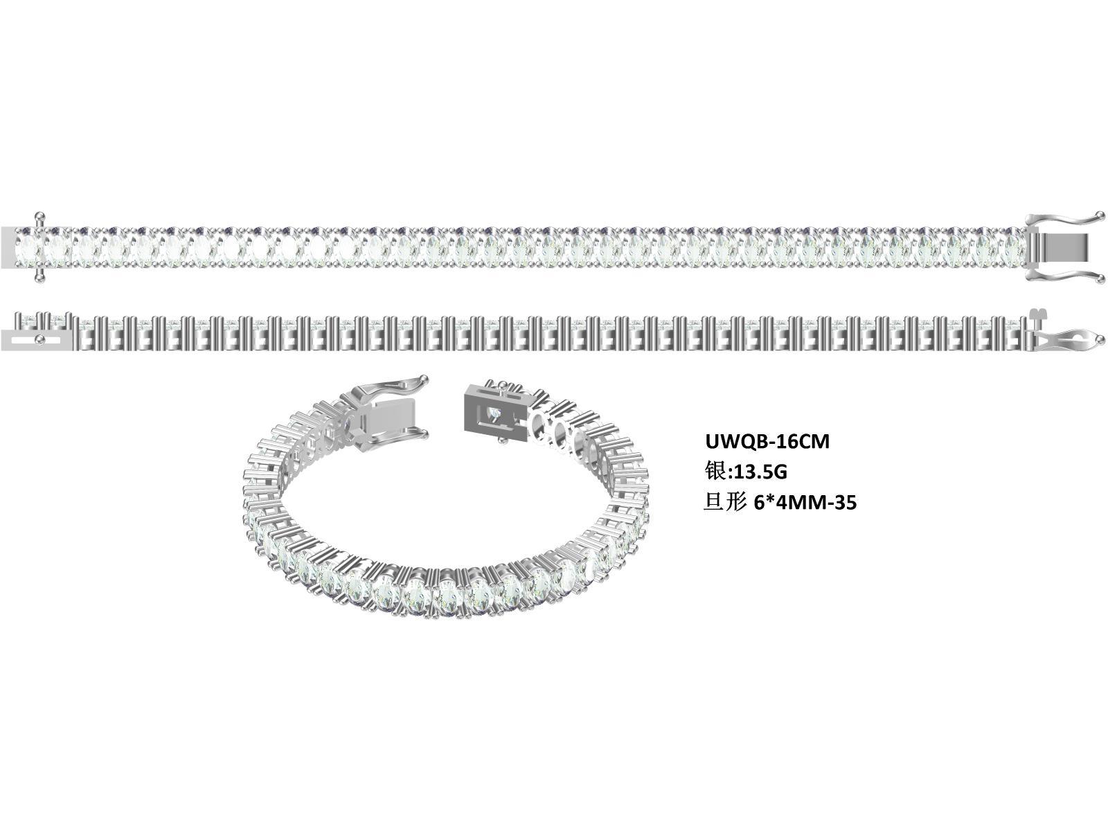 Bracelet tennis moissanite ovale 6x4 mm S925 argent sterling D VVS1 platine 16-18-20 cm - IVOIRART.COM