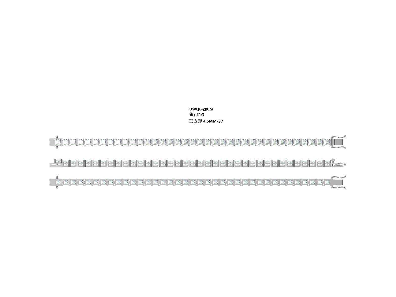 Bracelet Tennis Moissanite Taille Princesse 4,5x4,5 mm Argent Sterling S925, Couleur D VVS1, 16-18-20cm, Plaqué Platine, Certifié GRA, Coffret Cadeau - IVOIRART.COM