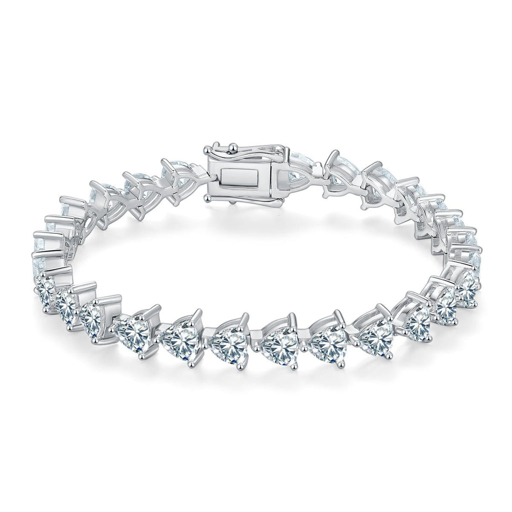 Bracelet Tennis Moissanite Taille Trillion 5x5mm Argent Sterling S925, Platine - IVOIRART.COM