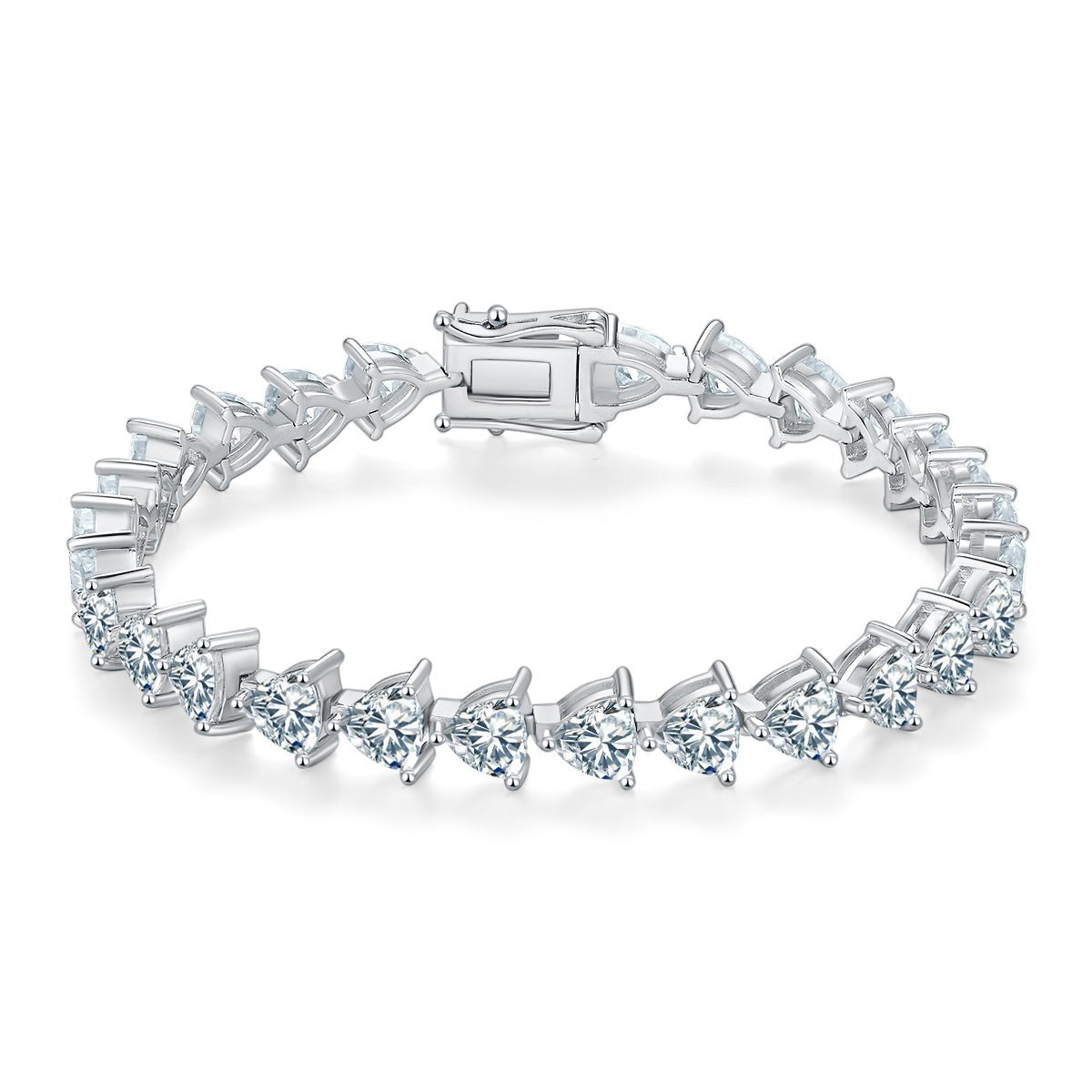 Bracelet Tennis Moissanite Taille Trillion 5x5mm Argent Sterling S925, Platine - IVOIRART.COM