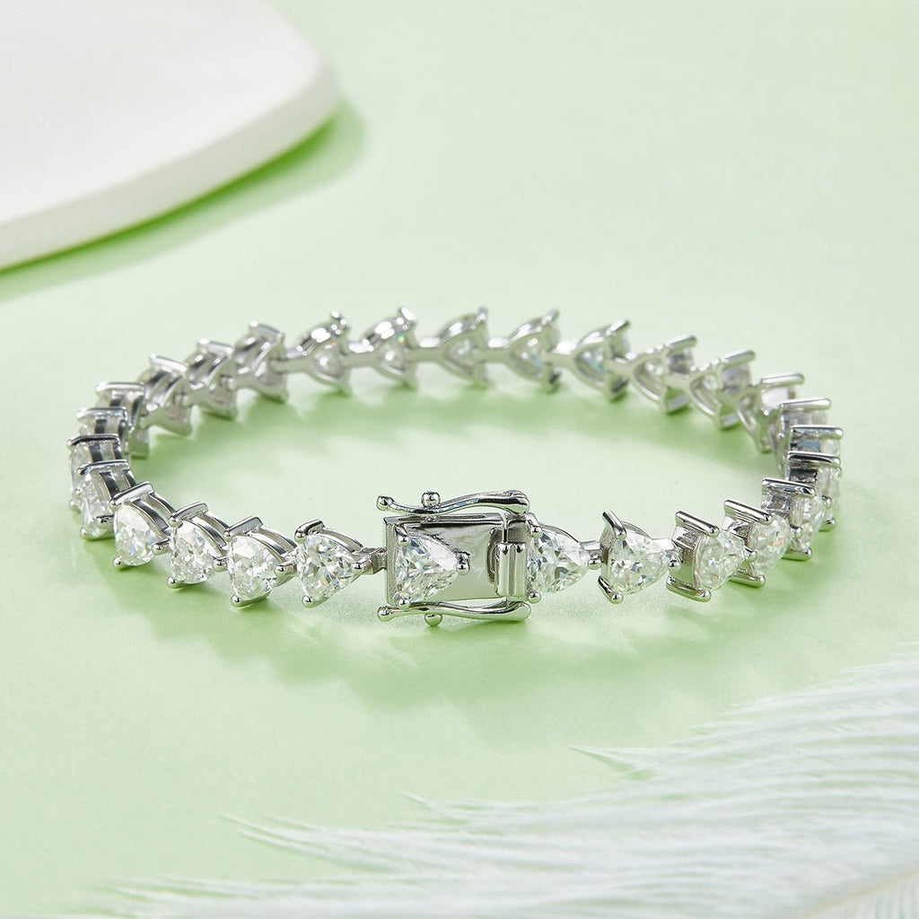 Bracelet Tennis Moissanite Taille Trillion 5x5mm Argent Sterling S925, Platine - IVOIRART.COM
