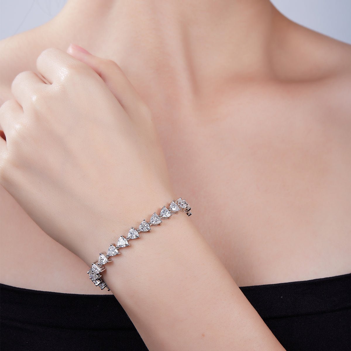 Bracelet Tennis Moissanite Taille Trillion 5x5mm Argent Sterling S925, Platine - IVOIRART.COM