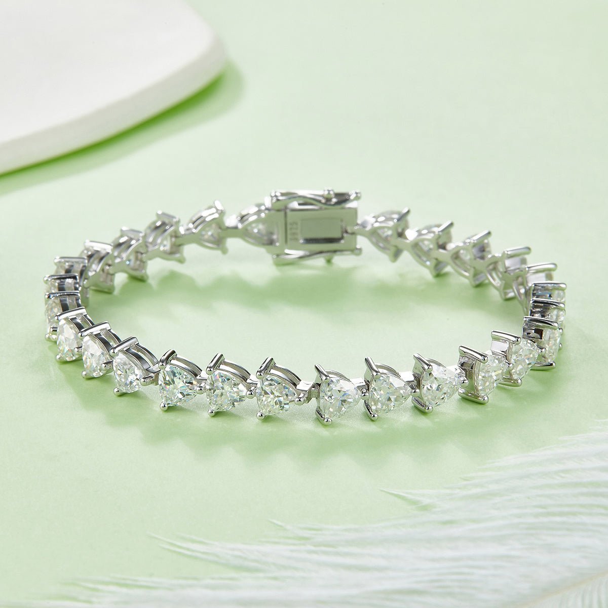 Bracelet Tennis Moissanite Taille Trillion 5x5mm Argent Sterling S925, Platine - IVOIRART.COM