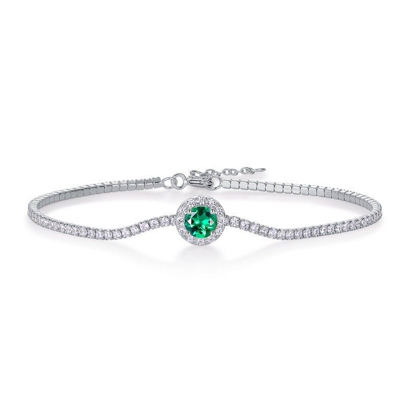 Bracelet tennis S925 argent sterling 6,5mm rubis saphir émeraude plaqué platine. - IVOIRART.COM