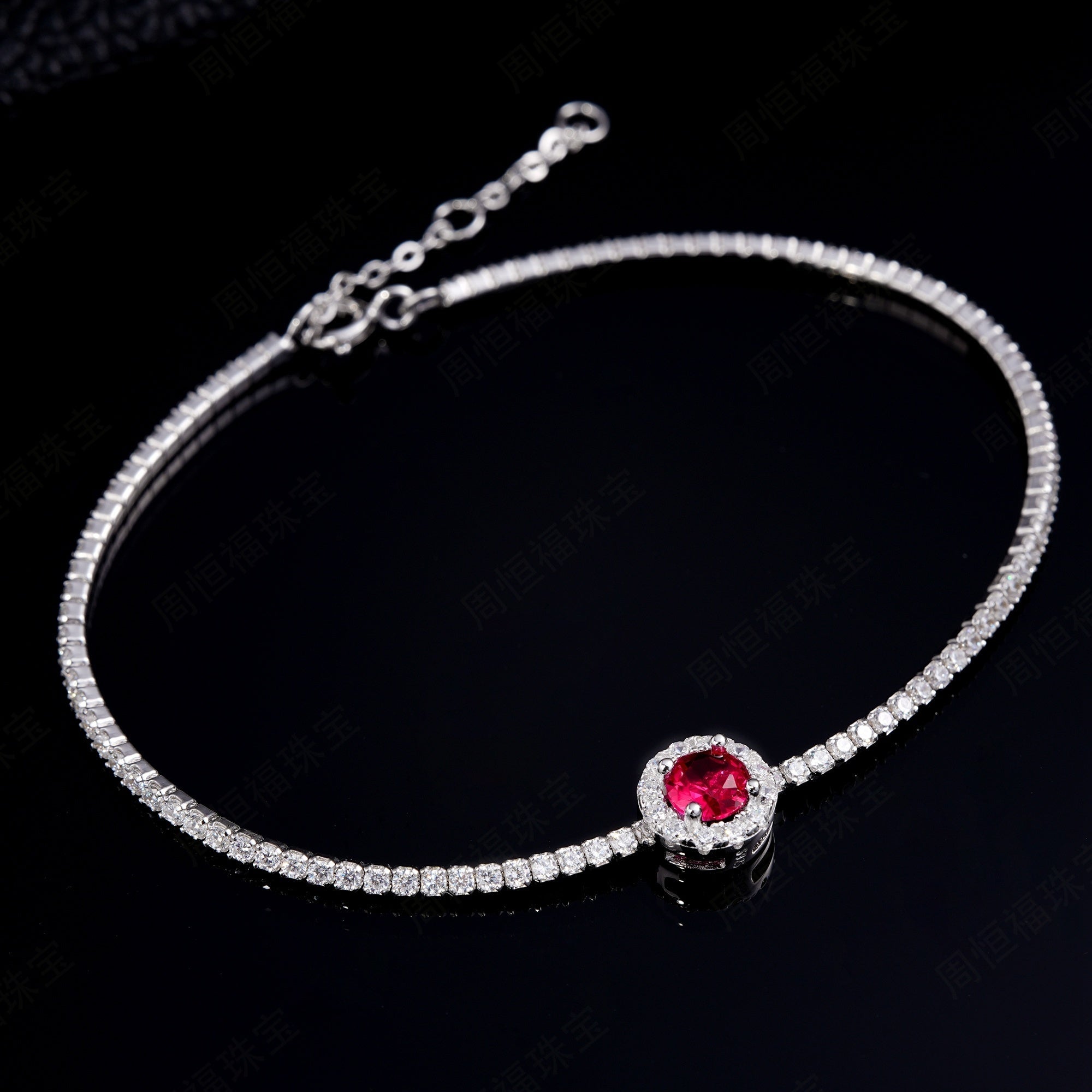 Bracelet tennis S925 argent sterling 6,5mm rubis saphir émeraude plaqué platine. - IVOIRART.COM