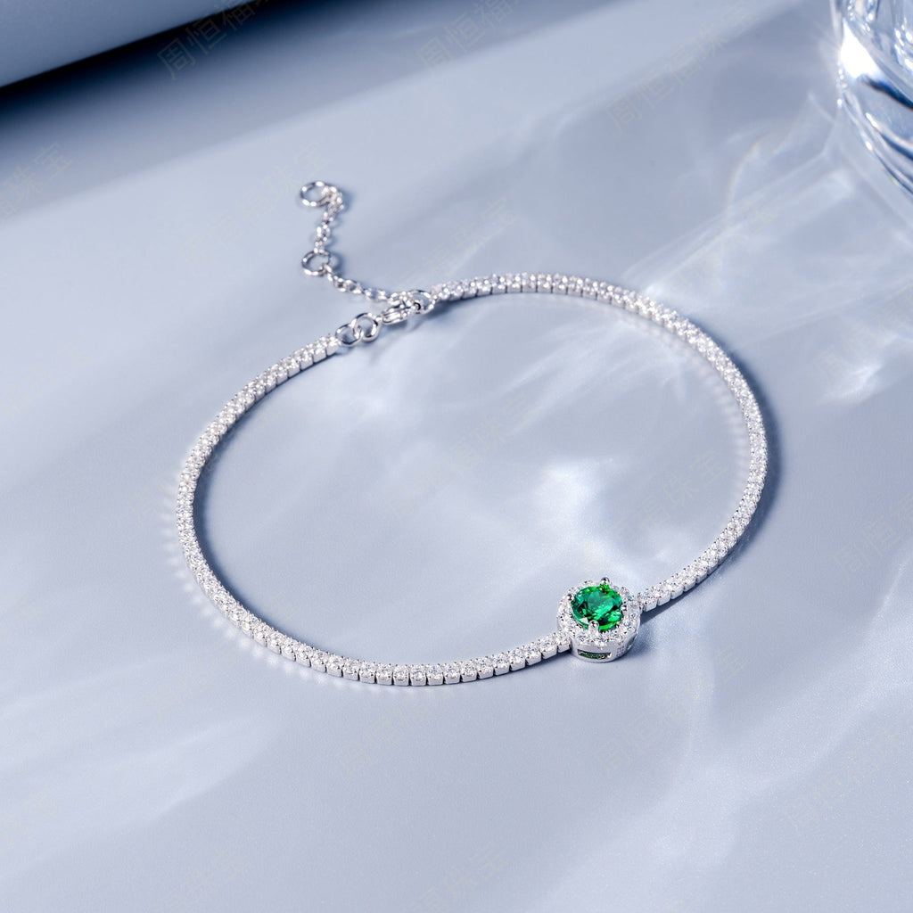 Bracelet tennis S925 argent sterling 6,5mm rubis saphir émeraude plaqué platine. - IVOIRART.COM