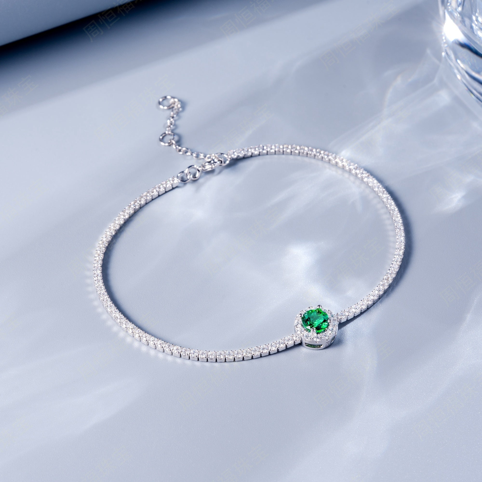 Bracelet tennis S925 argent sterling 6,5mm rubis saphir émeraude plaqué platine. - IVOIRART.COM
