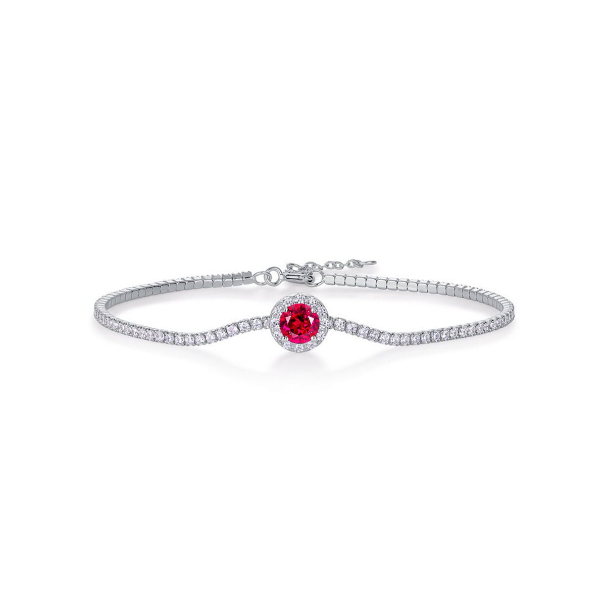 Bracelet tennis S925 argent sterling 6,5mm rubis saphir émeraude plaqué platine. - IVOIRART.COM