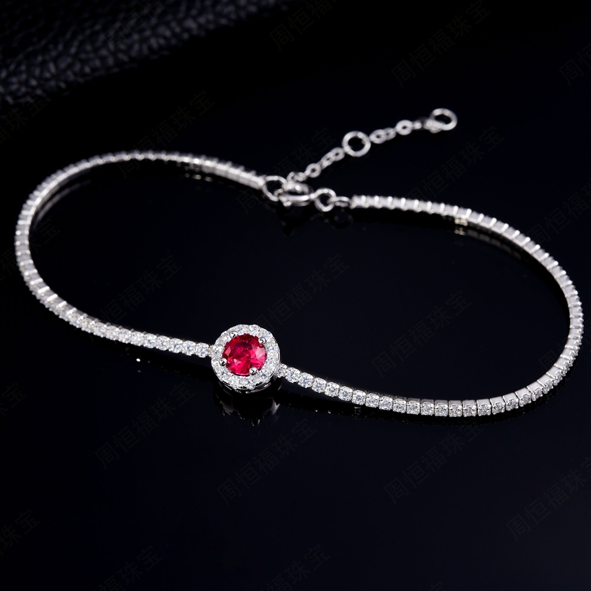 Bracelet tennis S925 argent sterling 6,5mm rubis saphir émeraude plaqué platine. - IVOIRART.COM