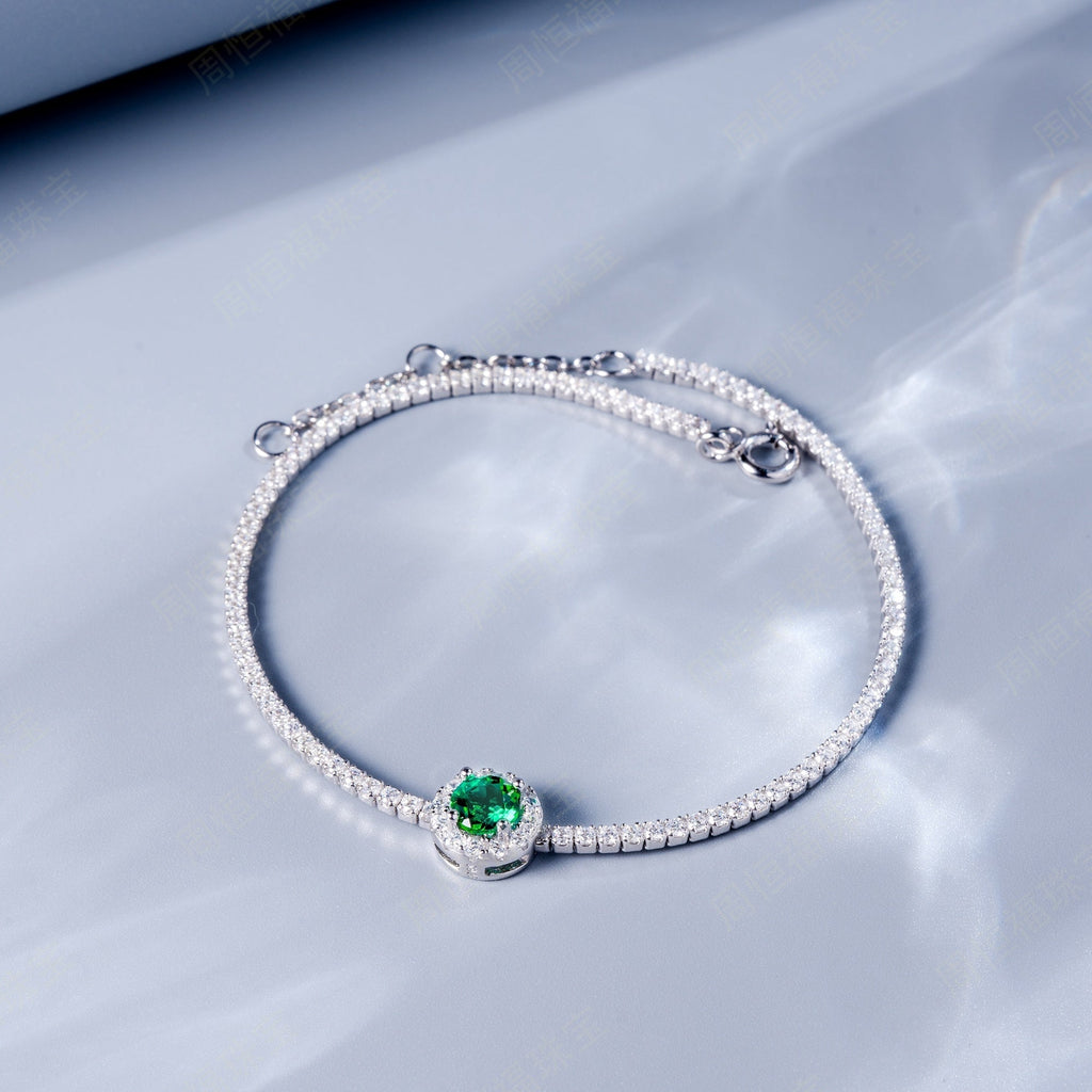 Bracelet tennis S925 argent sterling 6,5mm rubis saphir émeraude plaqué platine. - IVOIRART.COM